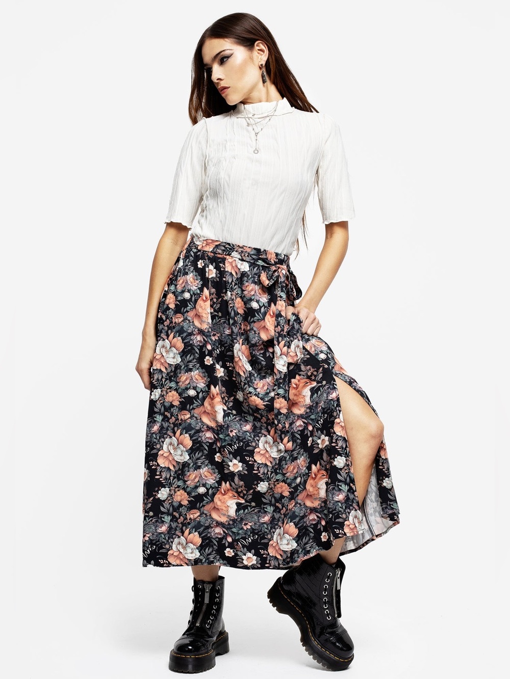 Disturbia Reynard Fox Floral Print Midi Skirt US 4 / UK 8 - Picture 5 of 5